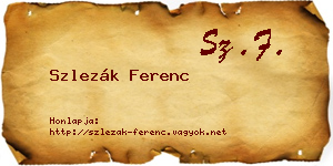 Szlezák Ferenc névjegykártya